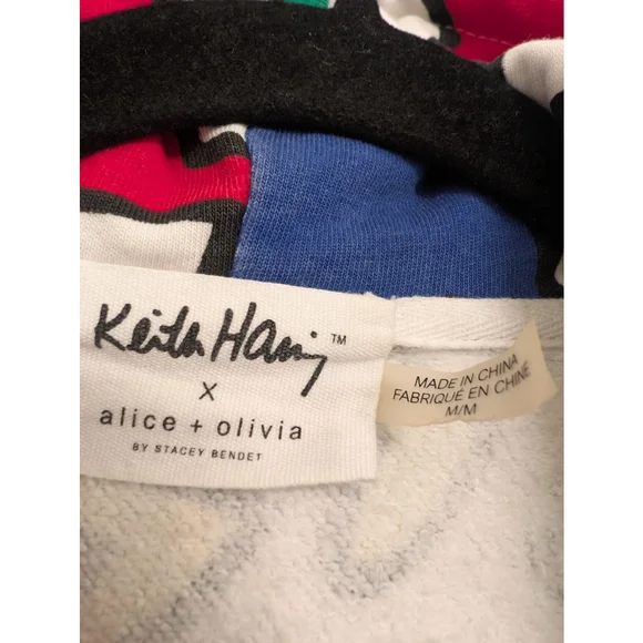 Alice + Olivia x Keith Haring Cropped Wide Sleeve Hoodie M Artsy Wearable Art - Picture 6 of 9